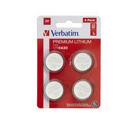 Batterie Lithium Verbatim CR2430 Usage Unique 3V, Pack de 4, Diamètre 24.1mm, Hauteur 3mm, Poids 4.2g par Pile, Conditionnement Blister