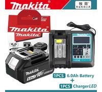 Batterie Makita 18V authentique 6ah, avec indicateur de batterie, batterie Makita rechargeable, batterie pour outils électriques BL1830 BL1840 BL1850 2PCS Makita-6Ah