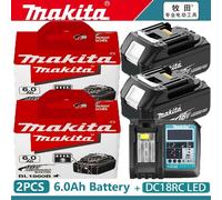 Batterie Makita 18V authentique 6ah, avec indicateur de batterie, batterie Makita rechargeable, batterie pour outil électrique BL1830 BL1840 BL1850 Makita DC18RC(LED)