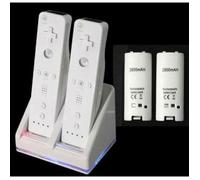 Batterie manette Wii - HAPPYHOMY - Pack 2800mAh - Station 2 manettes - Cache Wiimote - Câble USB