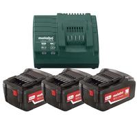 Metabo Pack de 3 batteries 18V 5,2 Ah + Chargeur rapide ASC 145