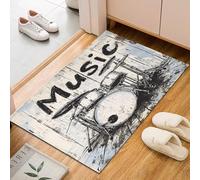 Batterie Musicale Shabby Chic Tapis Salon 60x90cm Tapis Chambre Lavable en Machine CarpetSupport de Batterie Gris Grande Moderne Doux Antidérapant pour Salle à Manger, Cuisine, Chambre à Coucher