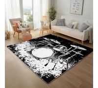 Batterie Musicale Tapis Antidérapant 150x210cm Carpet Salon Lavable en Machine Instrument de Musique Noir Tapis D'entrée Doux Moquette Chambre Poil Ras Moquette Entree Interieur, Paillasson Extérieur