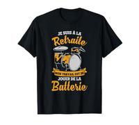 Batterie Musique Batteur Citations Mon Travail Est De Jouer De La Batterie Drôle T-Shirt Noir Unisex-Adultes Casual Humorous Text Print Manche Courte Col Mandarin Coupe Classique Coton 100% S