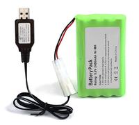 Batterie Ni-MH 2400 mAh 9,6 V pour voiture télécommandée, camion, avion, jouet avec câble USB