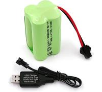Batterie Ni-MH 4,8 V,2400 mAh rechargeable AA (non AAA) avec fiche SM,convient pour jouets télécommandés,outils électriques,appareils ménagers,avec câble de charge USB