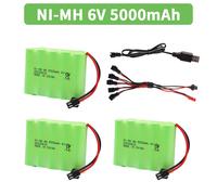 Batterie NiMH 6V 5000mah avec chargeur USB pour jouets Rc voitures camion-citerne Robots pistolets bateaux AA Ni-MH 6v batterie Rechargeable 4B USB C