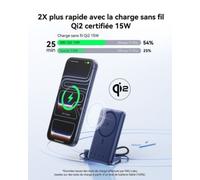 Batterie nomade INIU 5000 mAh magnet Qi2 MagPro slim bleu