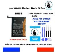 BATTERIE ORIGINALE BN53 XIAOMI REDMI NOTE 9 PRO MAX 6.7"" 5020mAh 19,4Wh 3,85V OEM ORIGINE + KIT OUTILS GENUINE BATTERY TOOLS