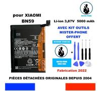 BATTERIE ORIGINALE BN59 XIAOMI REDMI NOTE 10 / REDMI NOTE 10S 5000mAh OEM ORIGINE+ KIT OUTILS DÉSASSEMBLAGE GENUINE BATTERY TOOLS