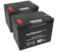 Batterie Plomb Compatible E-Scooter E-Mobil Invacare 2x 12V 75Ah MP