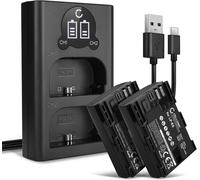 Batterie pour Caméra, Compatible avec Blackmagic Pocket Cinema 4k, Compatible avec Canon LP-E6NH (7.4V, 2000mAh) 2 Pièces + Double Chargeur