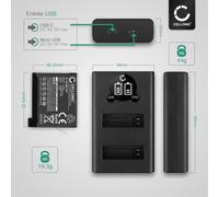 Batterie Pour Caméra Compatible Avec Gopro Hero 4, 4 Black, 4 Silver, 4 Plus (3.8V, 1160Mah) 2 Pièces + Double Chargeur[SHY9291741]