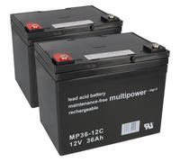 Batterie pour Invacare Mistral 2x Multipower 12V - 36Ah Cycles AGM Vrla