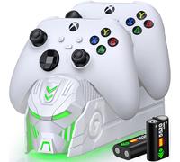 Batterie pour manette Xbox/Series X/Xbox One, station de charge avec 2 batteries rechargeables de grande capacité 2550 mAh pour Xbox Series X/S/Xbox One/Xbox One S/X/Elite (blanc)