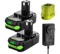 Batterie pour outils sans fil Ryobi, tension 18V, capacité 3800mAh, 2 batteries 1 chargeur