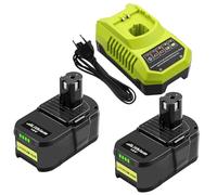 Batterie pour Ryobi 18V 5,5Ah Exemoro de Rechange et BCL14181H 9,6V - Chargeur de Batterie de Rechange 18V pour Ryobi RB18L50 RB18L40 RB18L30 RB18L25 RB18L20 RB18L15 P108 P189 P190 P191 P192 etc.