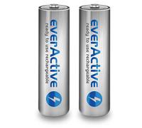 everActive Lot de 2 Piles AA 2000 mAh NI-MH Mignon R6 Rechargeables préchargées Silver Line 1,2 V 1 Carte Blister