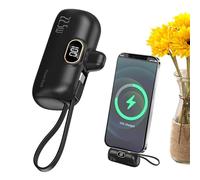 Batterie Power Bank - PD 22,5 W 5000 mAh - Canal de charge rapide - Banque de câble USB intégrée - Écran numérique - portable - Pour smartphones, appareils électroniques, maison, voyage