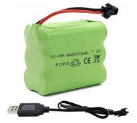 Batterie RC NiMH 7.2V 2400mAh - YUNIQUE FRANCE - Connecteur 2P SM - Câble USB - Compacte