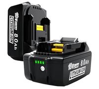 Batterie Rechange 8Ah pour Batterie Makita 18V : 8000mAh Li-ION Compatible avec BL1860B BL1840 BL1830 BL1815 BL1835 BL1850B BL1845 194205 avec Batterie LED Outils (2 pièces)