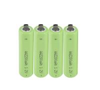 Batterie Rechargeable 1,2 V AA 2200 mah Coque Verte avec languettes de soudage Compatible avec Rasoir électrique Philips, Compatible avec Brosse à Dents Braun(4PCS)