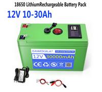 Batterie rechargeable 12V 10-30Ah, pour éclairage LED, camping et alimentation de secours domestique, batterie au lithium 18650 + chargeur 15000mAh charger