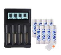 Batterie rechargeable 18650, capacité 3200mAh, technologie lithium-ion, 8 pièces et chargeur, 3,7V