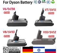Batterie Rechargeable 21.6V pour aspirateur Dyson V6 V7 V8 V10 SV09 SV11 SV10 SV12 DC59 absolu moelleux Animal Pro 1pcs v10 6.0AH