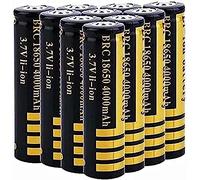 Batterie Rechargeable 3.7 Lithium-ION, 4000mah, Bouton Supérieur, pour Lampe De Poche LED, Torche, Lampe Frontale, Sonnettes,Paquet De 10