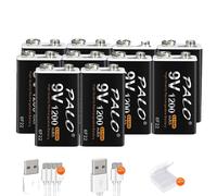 Batterie rechargeable 9V, capacité 1200mAh, recharge par micro USB, 10 pièces