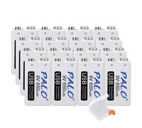 batterie rechargeable 9V USB, 650mAh, 1800 cycles de charge, 16 pièces batterie 9V