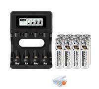 Batterie rechargeable AA au lithium-ion, capacité de 3500mWh, sûre et durable, différentes options de conditionnement, 8 batteries 1 chargeur