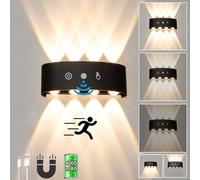 Batterie Rechargeable Applique Murale Avec Detecteur de Mouvement 4000mAh Lampe Murale avec Interrupteur Touch LED Sans fil Installation Magnétique Intérieur Applique Murale pour Chambre Salon Couloir