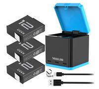 Batterie Rechargeable Enduro pour GoPro 12 Hero12 1850mAh, boîtier de chargeur de stockage à 3 emplacements pour GoPro Hero 12 11 10 9, accessoires 2 Battery