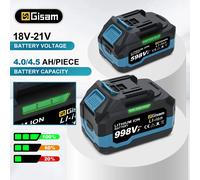 Batterie rechargeable Gisam 4.0AH 4.5AH, batterie au lithium pour outils électriques, indicateur LED, pack de batteries pour batteries Makita 18V 1x988VF-1xCharger
