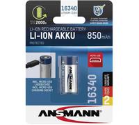 Batterie rechargeable Li-Ion 16340 - ANSMANN - 3 6V - 850mAh - Circuit de protection - Sécurité accrue