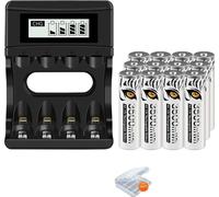Batterie rechargeable Li-Ion, chargeur USB avec écran LCD, respectueux de l'environnement, 12AA 1chargeur