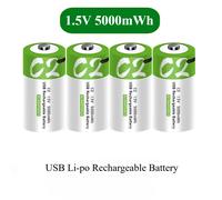 Batterie rechargeable li-po 1.5V 5000mWh taille C LR14 type-c charge ultra-rapide pour lampe de poche cuisinière à gaz radios de piano électronique 1Battery