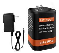 Batterie rechargeable LiFePO4 6 V 4,5 Ah pour lanterne avec chargeur, 1500 cycles, BMS, bornes à vis, équivalent à 4R25 (1 unité)