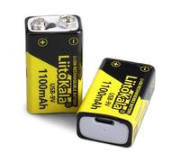 Batterie Rechargeable LiitoKala 9V, Batteries Bloc Lithium-ION 1100mAh pour détecteurs de fumée, détecteurs d'incendie, alarmes, Microphone, multimètre, etc.