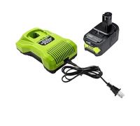 Batterie Rechargeable Lithium-ION 6 Ah, Compatible avec RYOBI P108, Batterie 18 V One Plus, Batterie for Outils Électriques Lithium-ION 18 Volts P104 P107 RB18L50 RB18L20 P108(1 Battery 1 Charger)