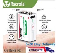 Batterie rechargeable lithium-ion Rscrola 9V 21800mWh haute capacité pour guitare, microphone, détecteur de fumée, pédale avec câble 2 pcs 9v Battery