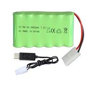 Batterie rechargeable NiMH 7,2V 2400mAh avec connecteur Tamiya KET 2P et câble USB - pack AA 6 cellules pour voitures RC, camions, excavatrices,
