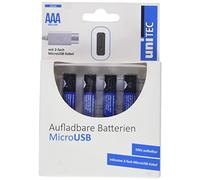 Batterie Rechargeable par Micro USB, 4 Piles AAA avec câble de Charge 2 Ports USB.