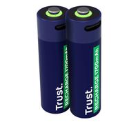 Trust Piles rechargeables 25584 – Pack de 2 AA 1700 mAh USB‑C – Bleu