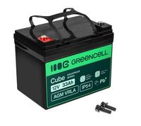 Batterie sans entretien Green Cell Cube AGM VRLA IP54 12V 33Ah pour tondeuses à gazon, scooters, bateaux et fauteuils roulants