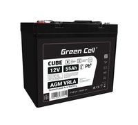Batterie sans entretien Green Cell Cube AGM VRLA IP54 12V 55Ah pour tondeuses à gazon, scooters, bateaux et fauteuils roulants