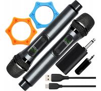 Batterie sans fil. kit karaoké 2x microphone LCD et récepteur jusqu'à 50m 2,4 ghz