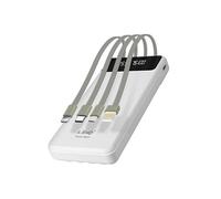 Batterie Secours 15000mAh Câble 4 en 1 Amovible et Sortie USB Compact LinQ blanc